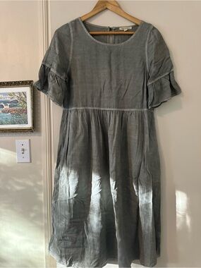Women's Ruffle Sleeve green-grey Midi Dress